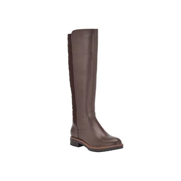 Tommy Hilfiger Women's Famian Heel Zip up Riding Boot, Dark Brown Size 6M - Picture 1 of 5